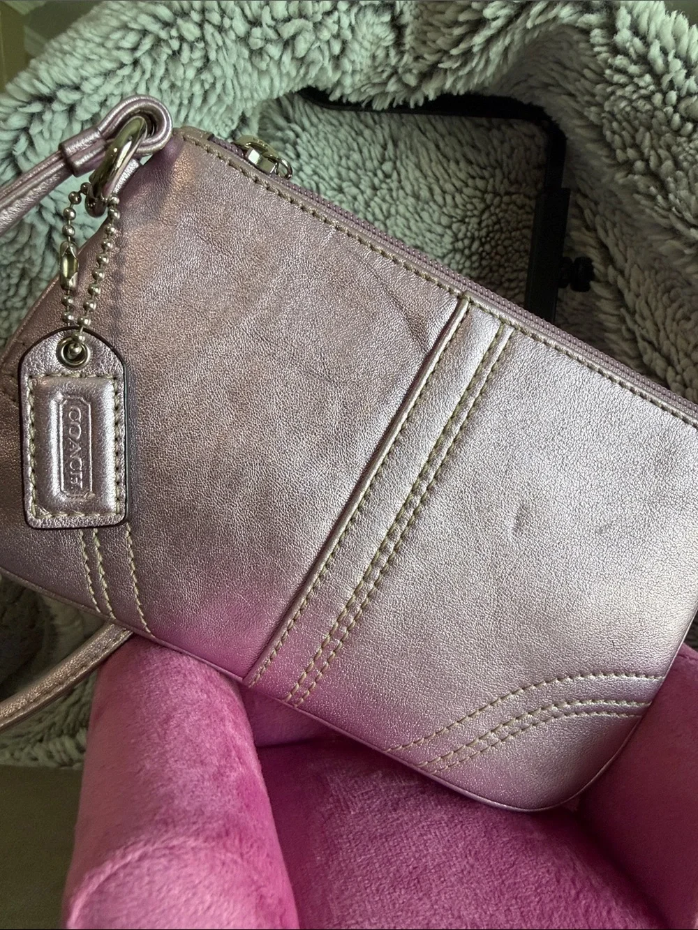 Coach Metallic Rose Wristlet